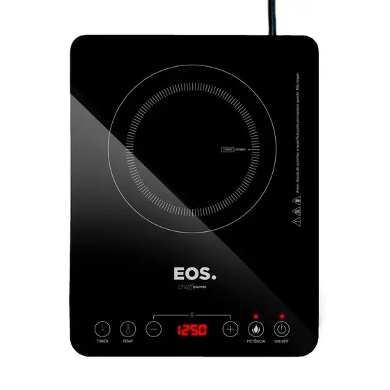 Cooktop Indução 1 Boca EOS Preto Bivolt Cheff Gourmet 2200W ECI01PPB