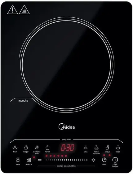 Cooktop Indução 1 Boca Midea Painel Touch Portátil 220V