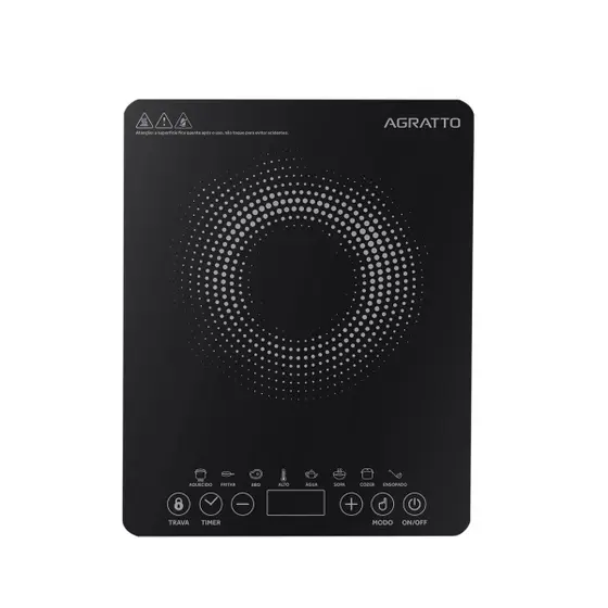 Cooktop Indução 1 Boca Agratto Preto 127V 1200W ACKI01I-01