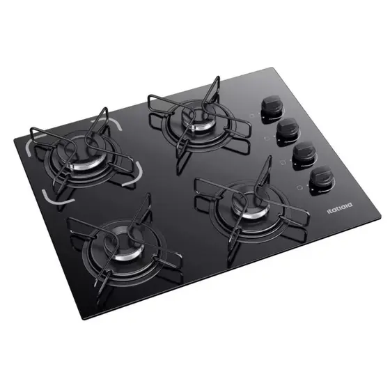Cooktop Gás 4 Bocas Itatiaia Mesa de Vidro Preto Bivolt Essencial
