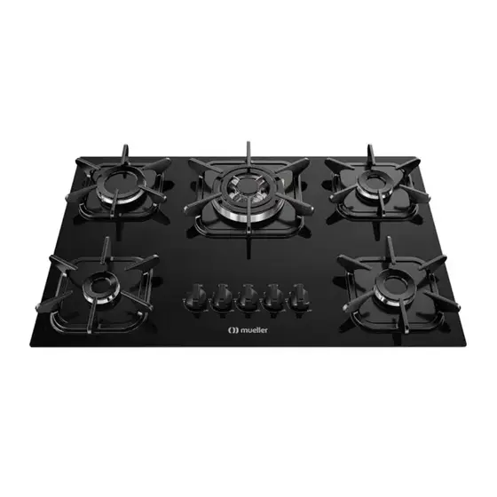 Cooktop Gás 5 Bocas Mueller Queimador Tripla Chama Preto