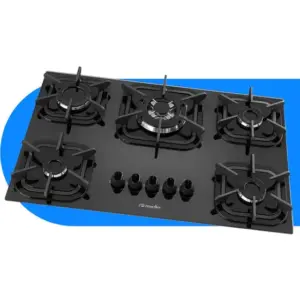 Cooktop Gás 5 Bocas Mueller Preto Queimador Tripla Chama Bivolt Cooktop Gás 5 Bocas Mueller Preto Queimador Tripla Chama Bivolt