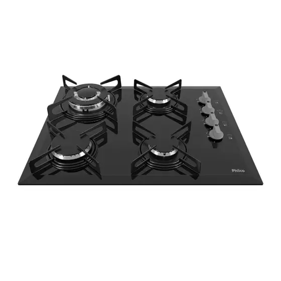Cooktop Gás 4 Bocas Philco Vidro Tripla Chama Bivolt Cook Chef