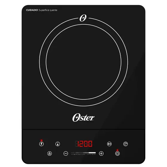 Cooktop Indução 1 Boca Oster Portátil Vitrocerâmico Painel Touch Preto OTOP100