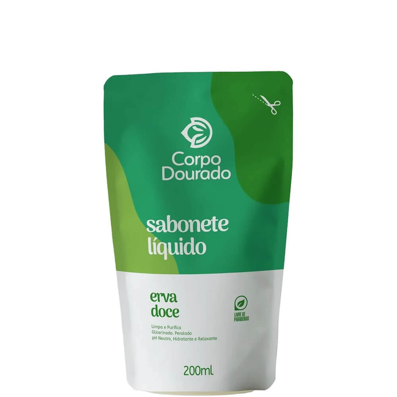 Sabonete Líquido Corporal Refil Corpo Dourado Erva Doce 200ml