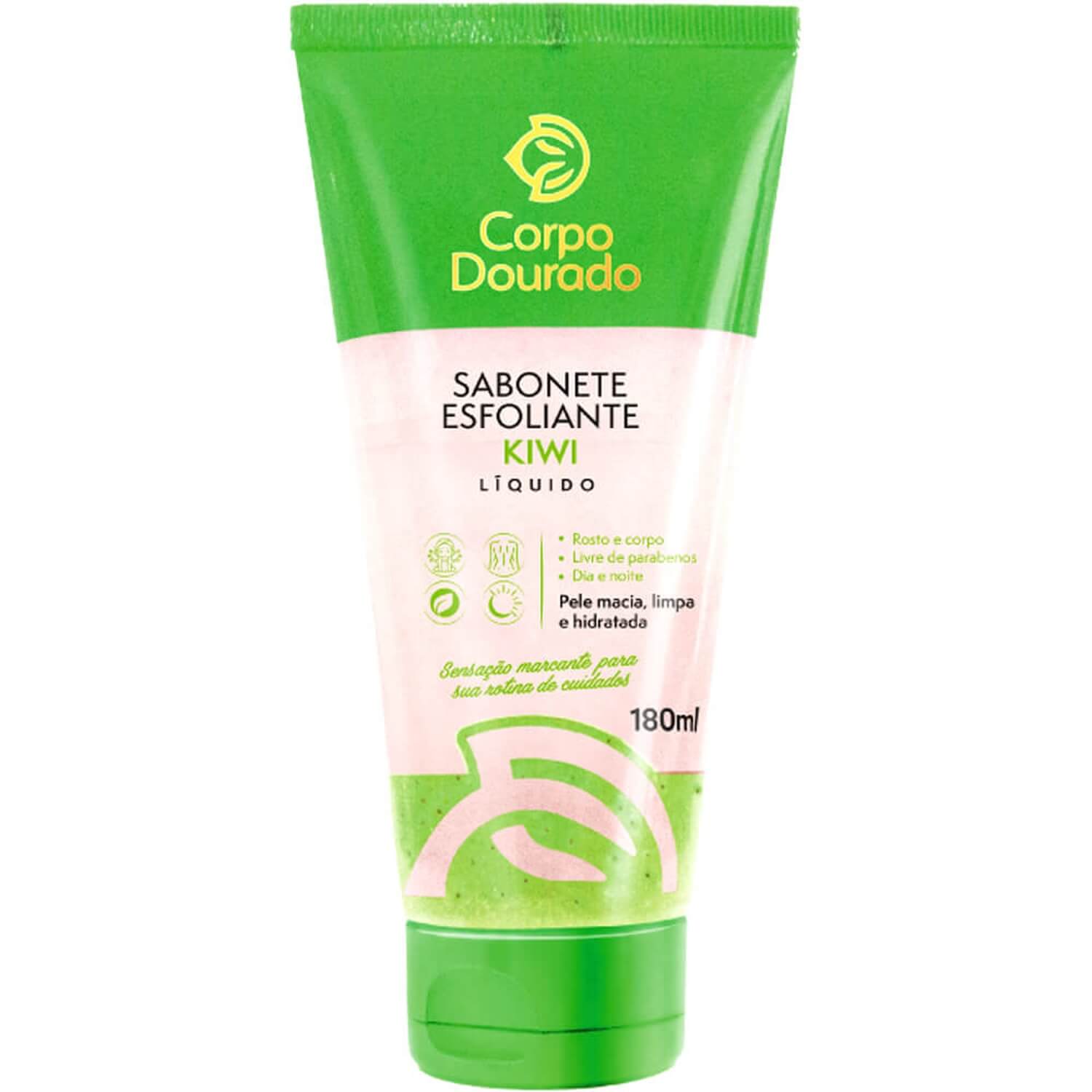 Sabonete Líquido Esfoliante Corpo Dourado Kiwi Facial e Corporal 180ml