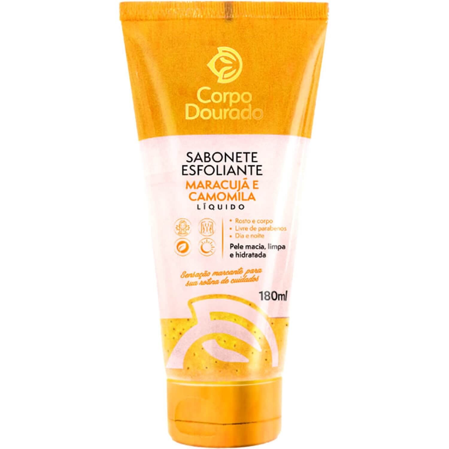 Sabonete Líquido Esfoliante Corpo Dourado Maracujá e Camomila Rosto e Corpo 180ml