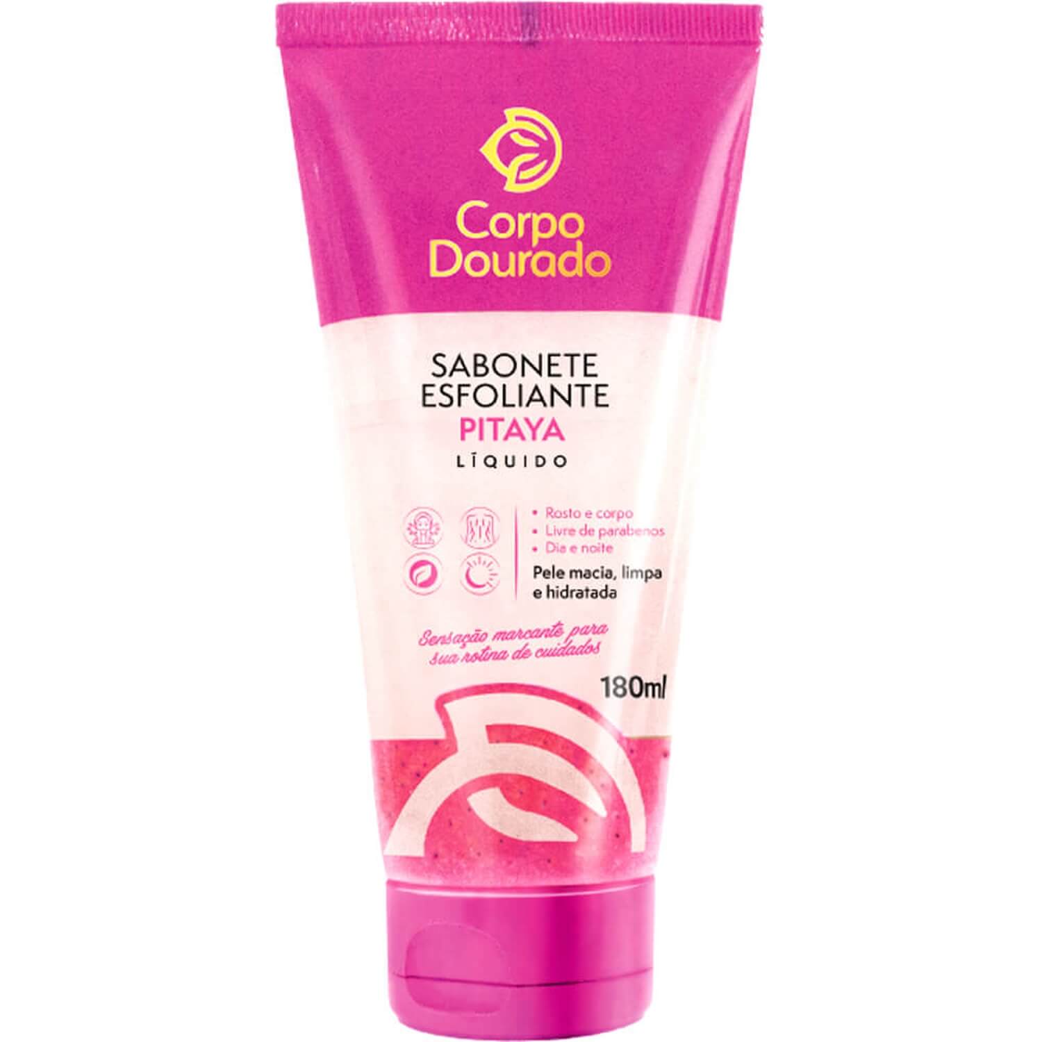Sabonete Líquido Esfoliante Corpo Dourado Pitaya Facial e Corporal 180ml