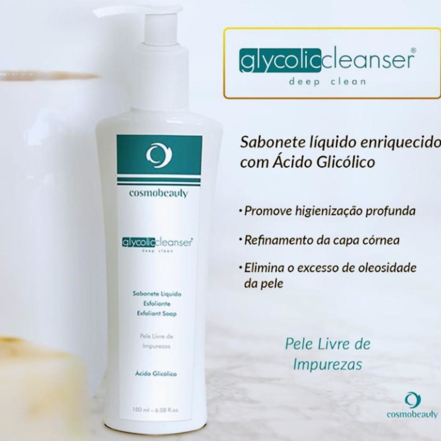 Sabonete Facial Cosmobeauty Glycolic Cleanser 180ml