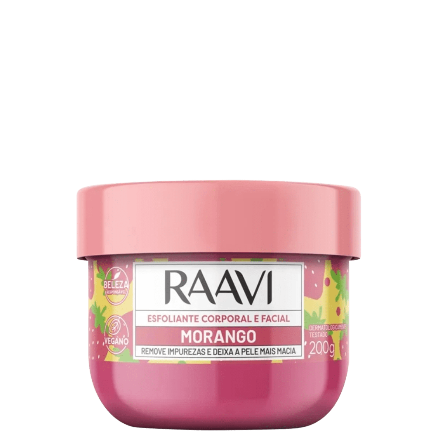 Creme Esfoliante Raavi Morango Facial e Corporal 200g