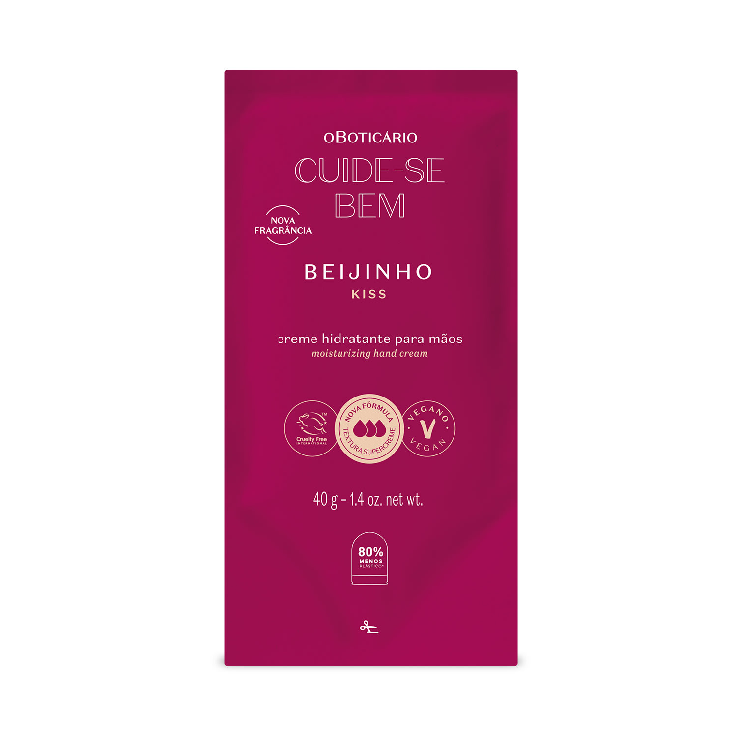 Refil Creme Hidratante para Mãos Cuide-se Bem Beijinho O Boticário 40g