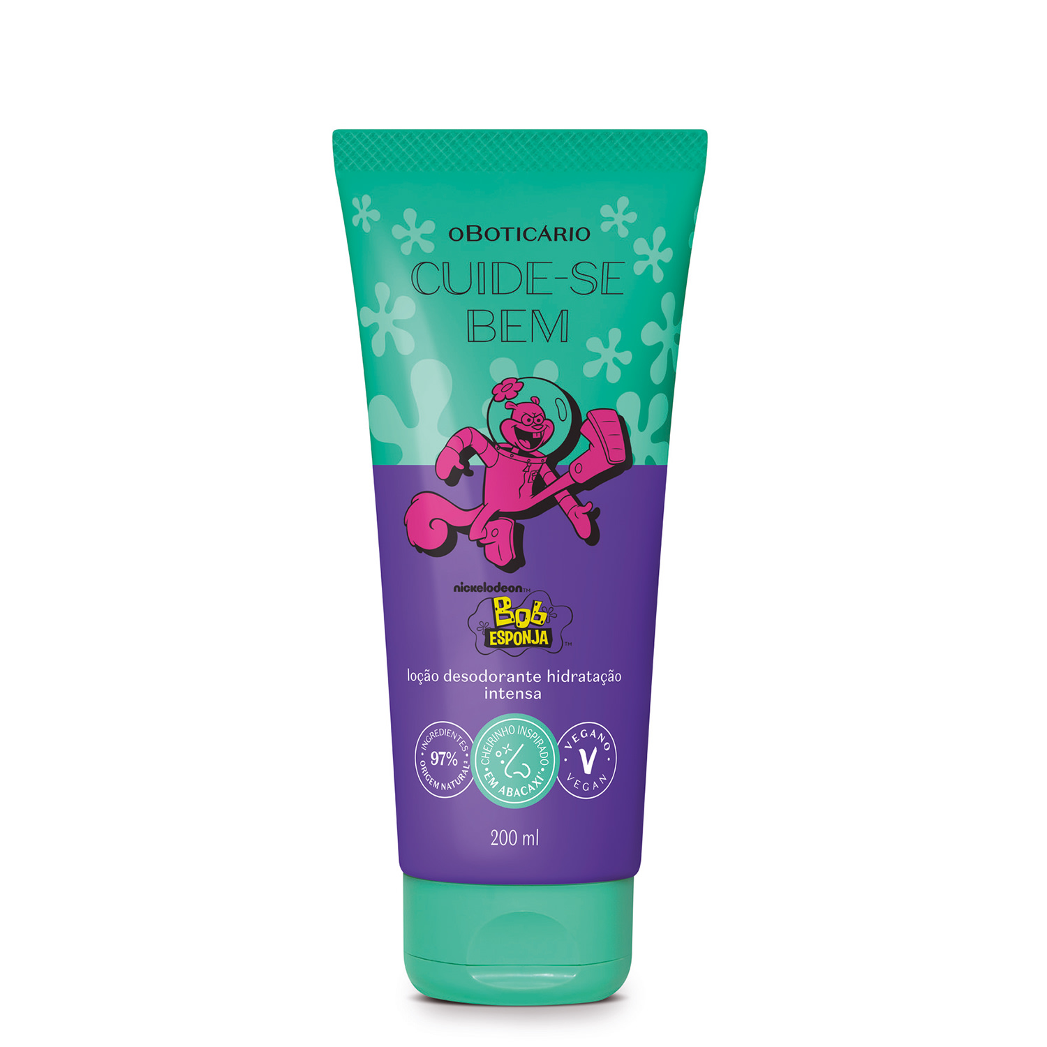 Loção Desodorante O Boticário Cuide-se Bem Bob Esponja Sandy Bochechas Hidratante 200ml