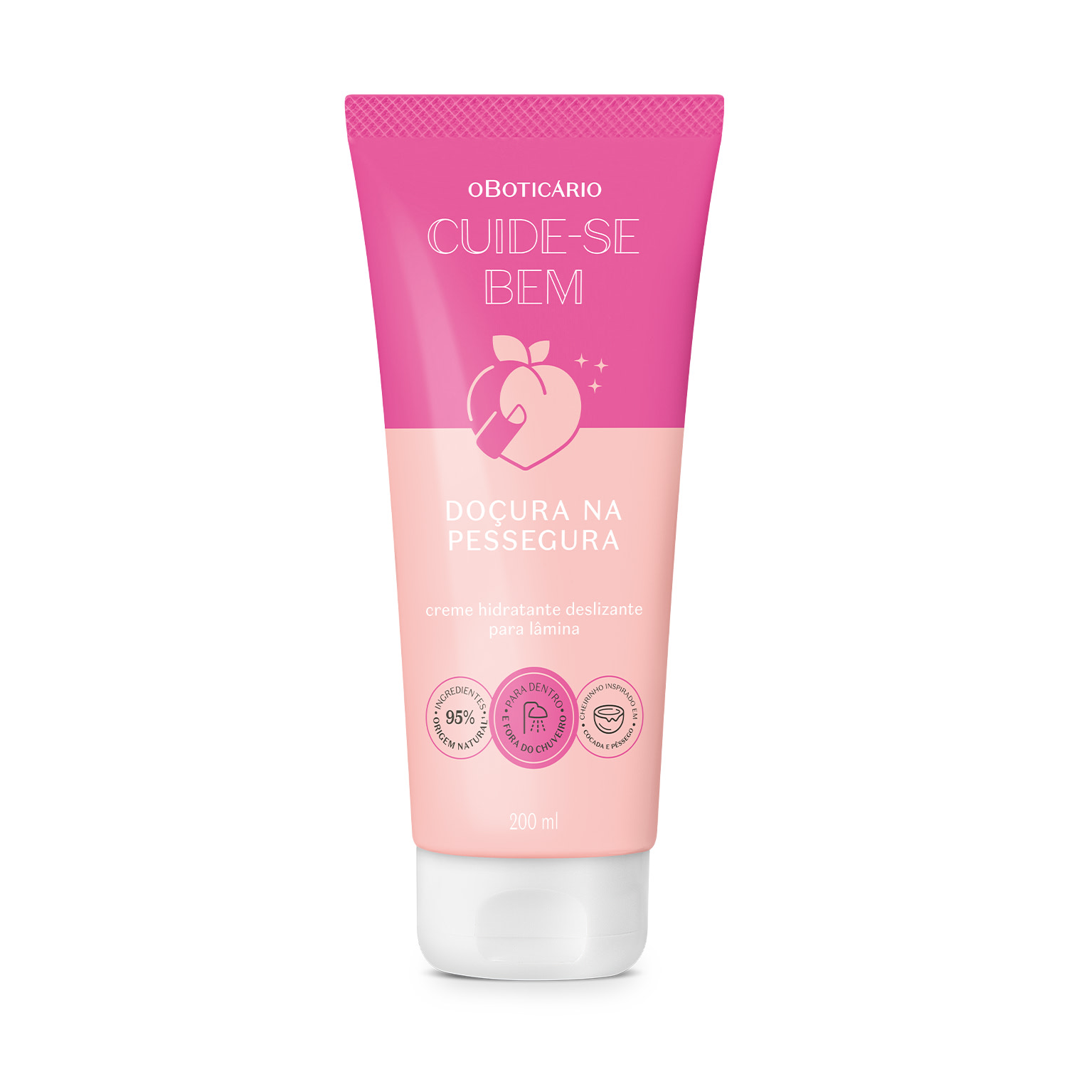 Creme O Boticário Cuide-se Bem Doçura na Pessegura Hidratante Deslizante Para Lâmina 200ml