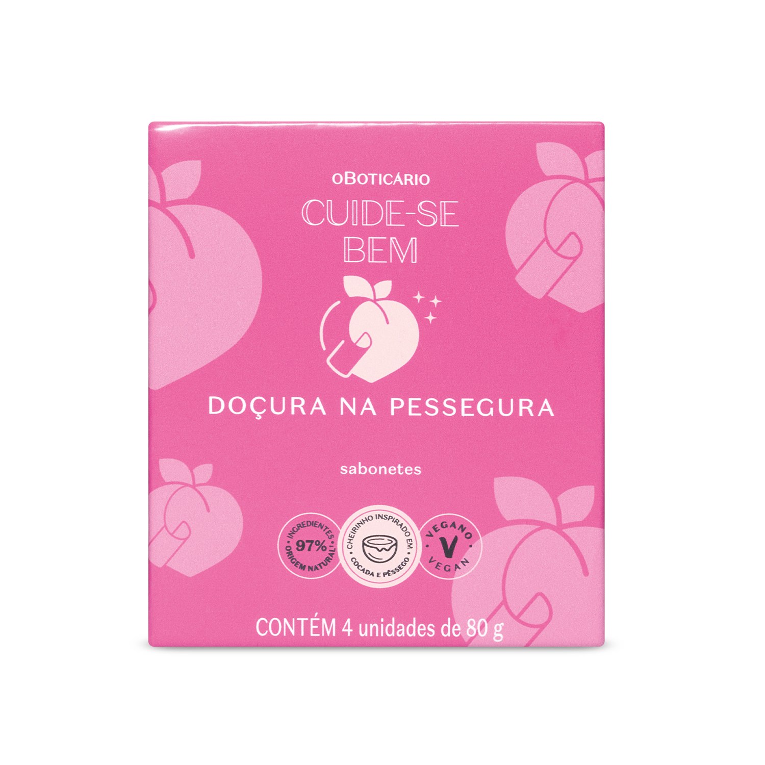 Sabonete em Barra Cuide-se Bem Doçura na Pessegura o Boticário 4 Unidades