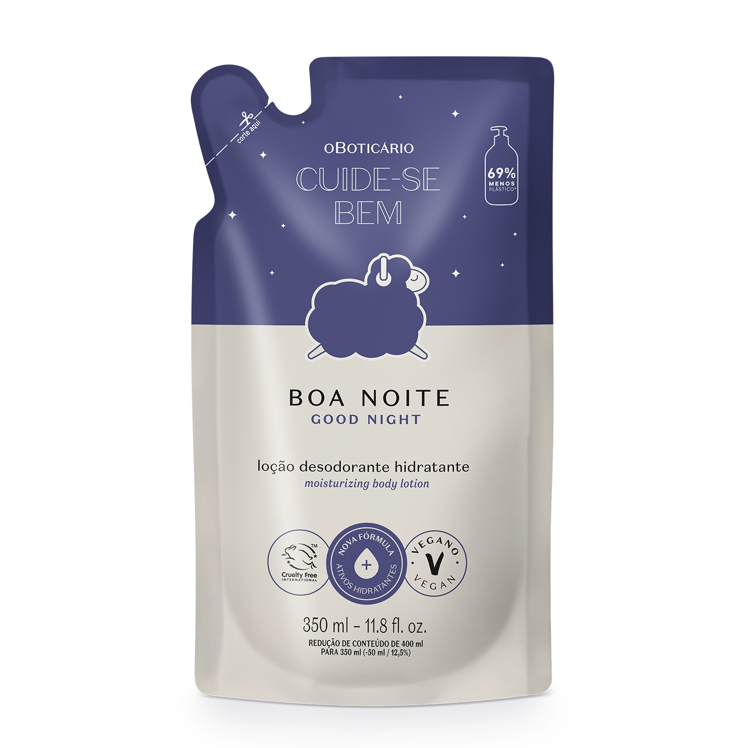 Refil Loção Corporal O Boticário Cuide-se Bem Boa Noite Hidratante Desodorante 400ml