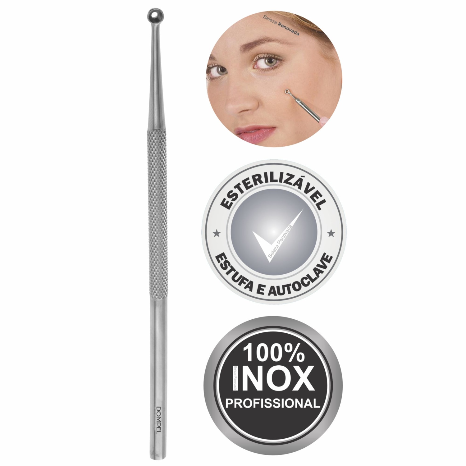 Cureta Extrator Cravos Acne Limpeza Pele Inox 1 Unidade