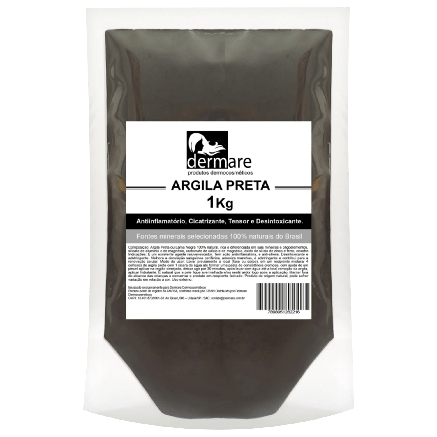 Máscara Facial Dermare Argila Preta 1kg