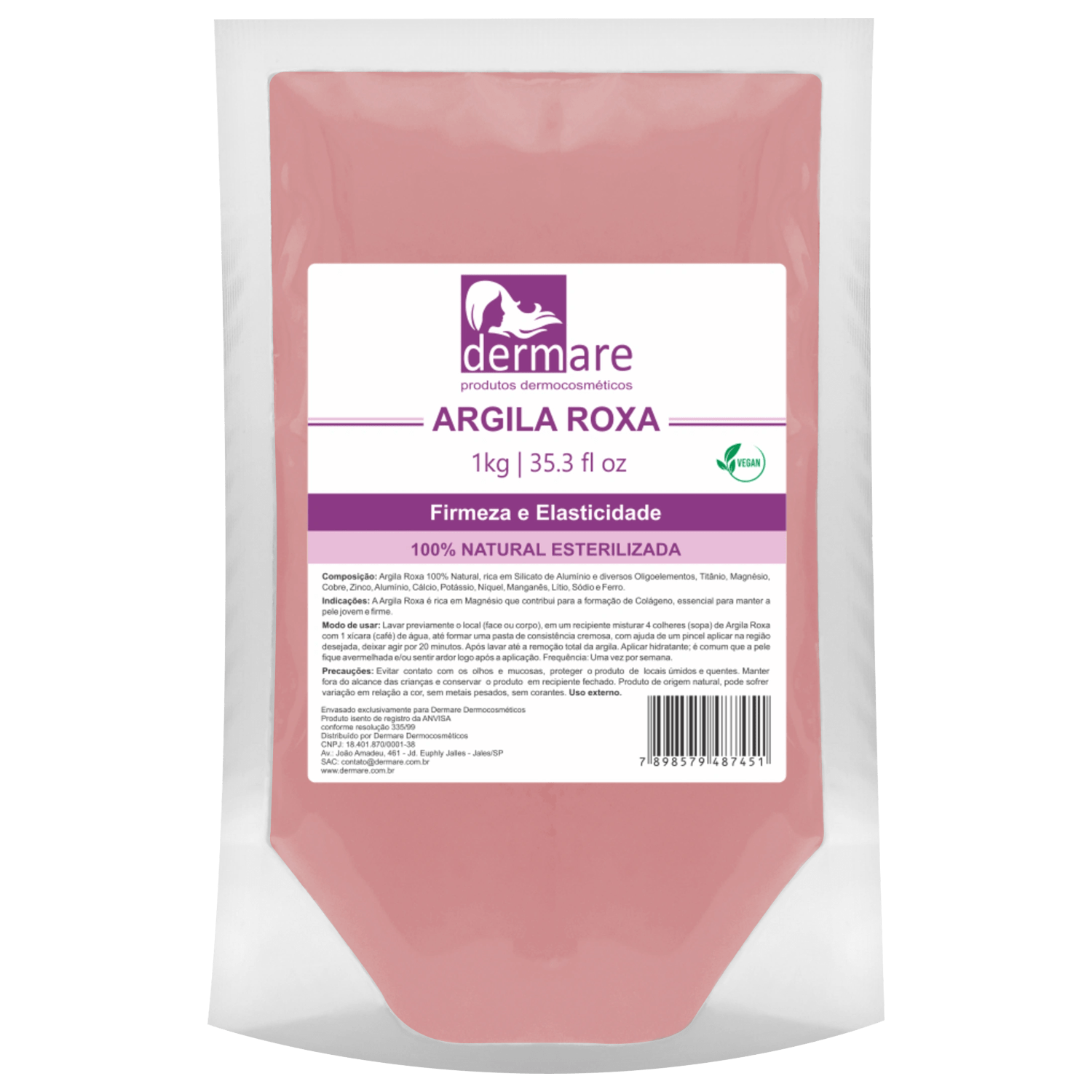 Máscara em Pó Dermare Argila Roxa 1Kg