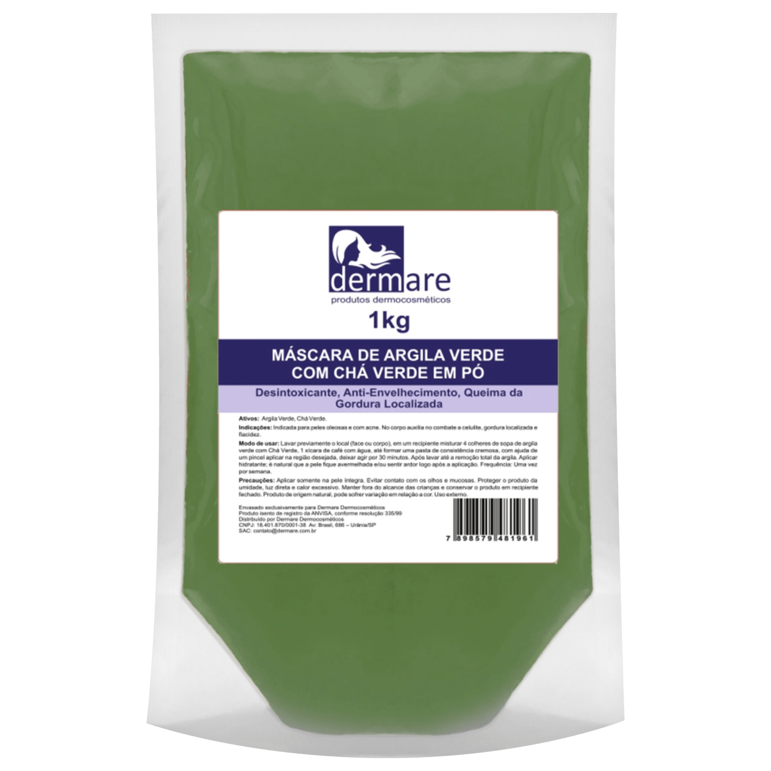 Máscara em Pó Dermare Argila Verde com Chá Verde 1Kg