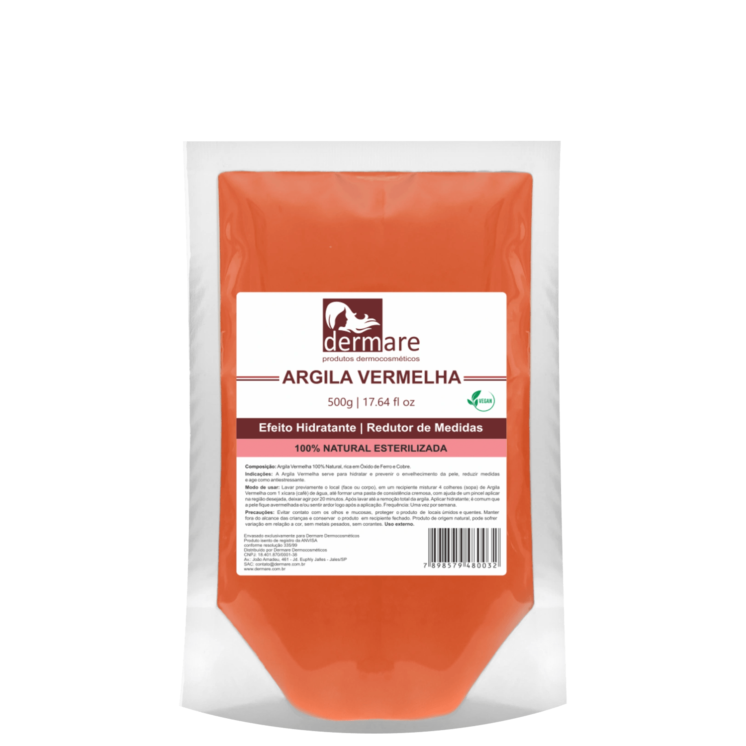 Máscara Facial Dermare Argila Vermelha 500g