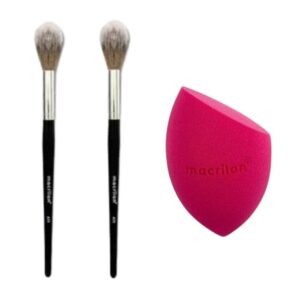 Kit Pincel Esponja Macrilan A29 EP10 Duplinha Gota Chanfrada para Maquiagem
