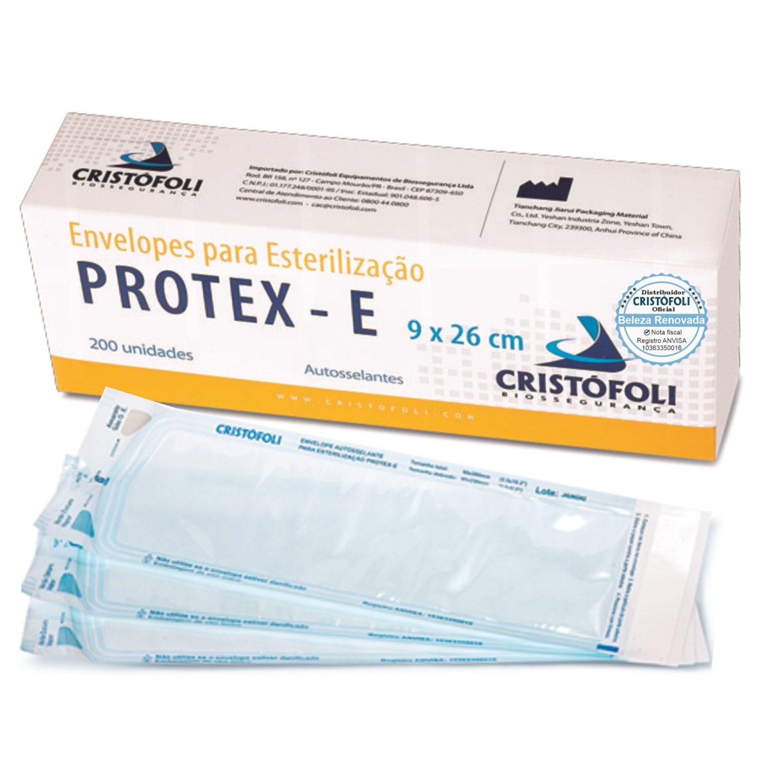 Envelopes Esterilização Autoclave Protex-E Cristofoli 9×26 1 Unidade