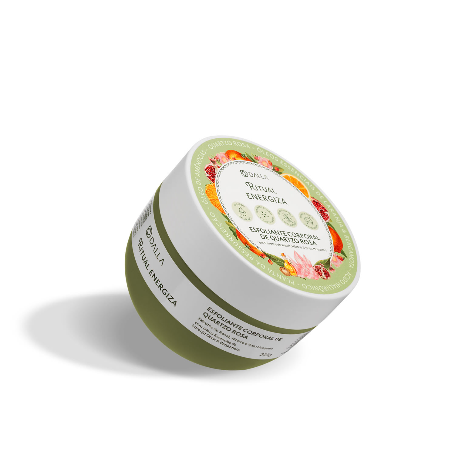 Esfoliante Dalla Ritual Energiza Corporal De Quartzo Rosa Com Ácido Hialurônico Rosa Mosqueta Essenciais de Laranja Doce 200g