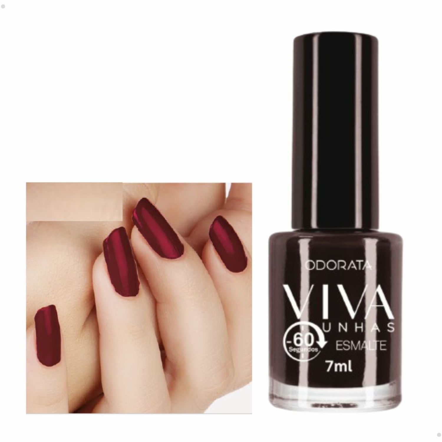 Esmalte 60 Segundos ODORATA Viva Unhas Vermelho Café 7ml