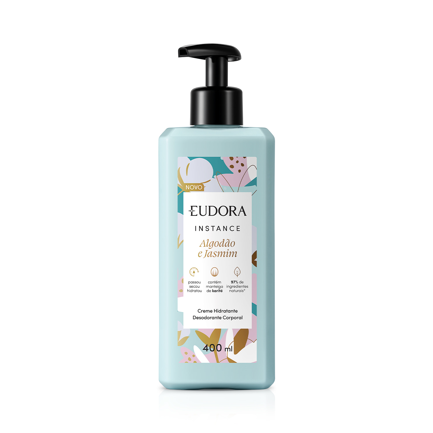 Creme Corporal Eudora Instance Algodão e Jasmim Hidratante Desodorante 400ml