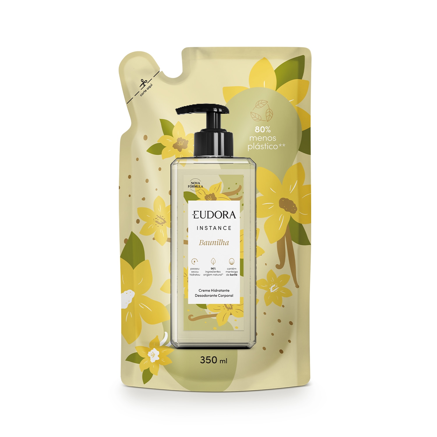 Refil Creme Corporal Eudora Instance Baunilha Hidratante Desodorante 350ml