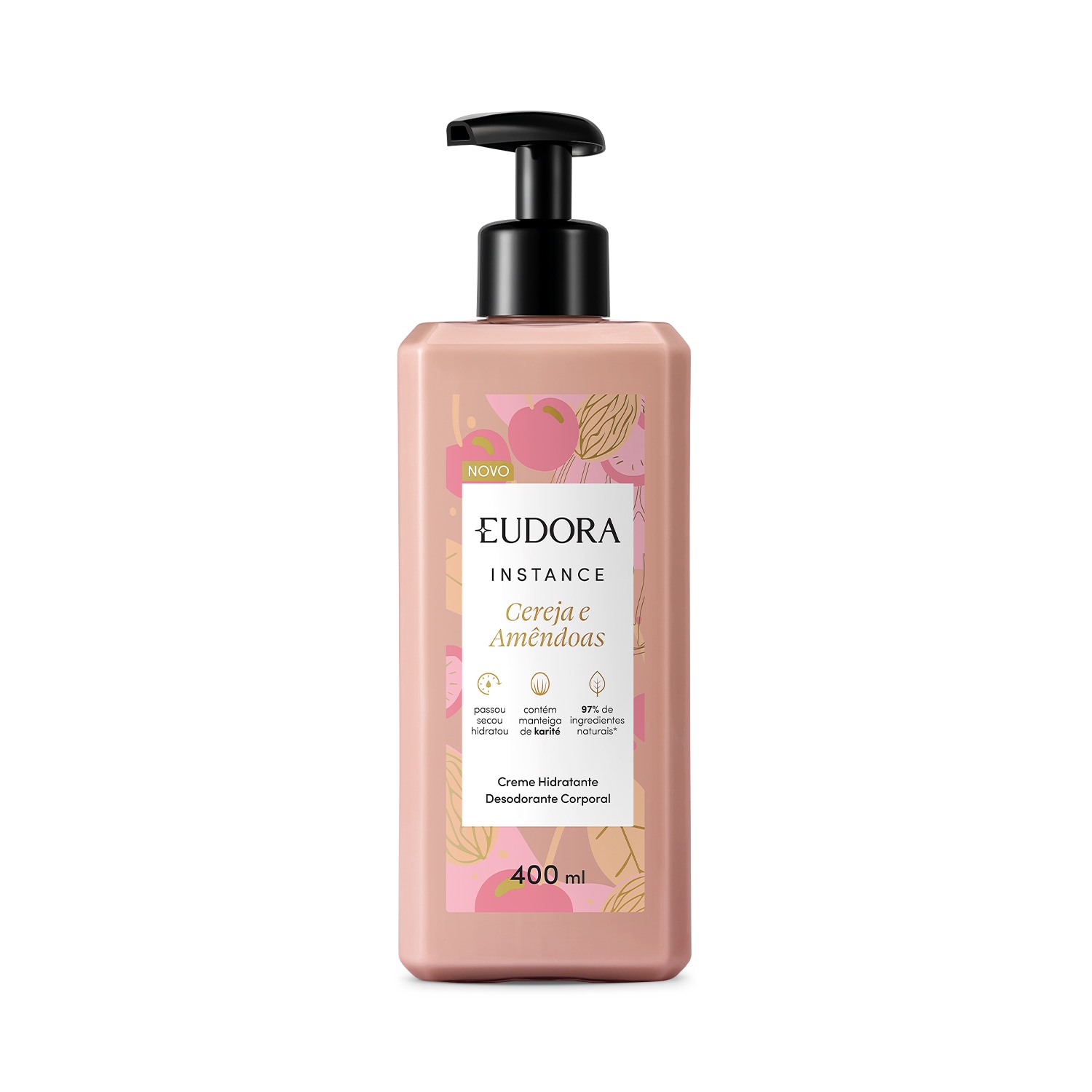 Creme Corporal Eudora Instance Cereja e Amêndoas Hidratante Desodorante 400ml