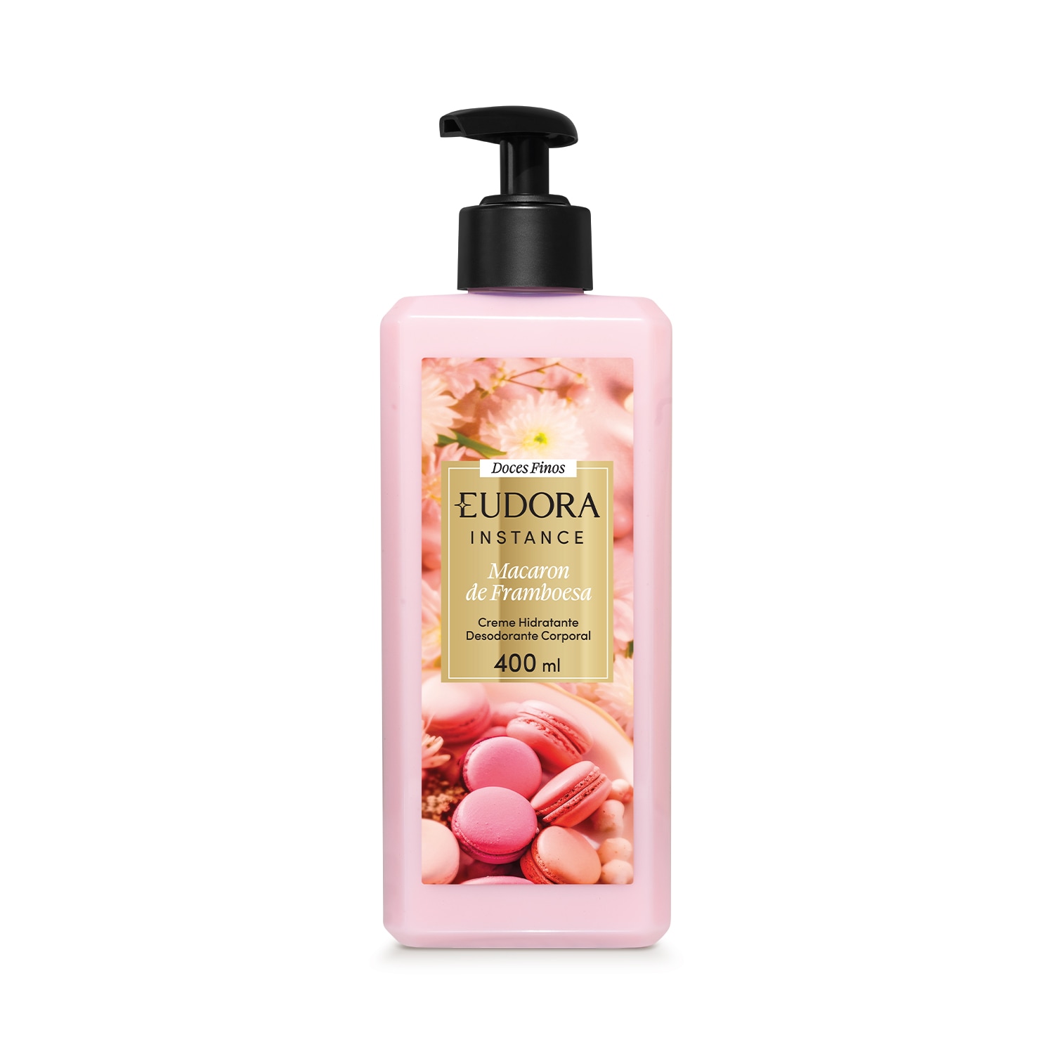 Creme Corporal Eudora Instance Doces Finos Macaron de Framboesa Hidratante Desodorante 400ml
