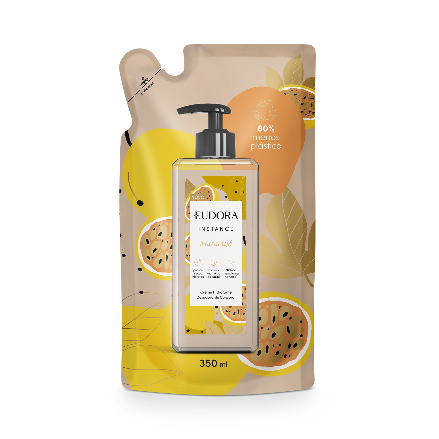 Refil Creme Corporal Eudora Instance Maracujá Hidratante Desodorante 350ml