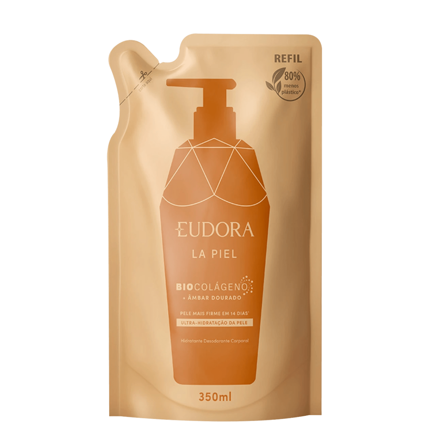 Refil Hidratante Desodorante Corporal Eudora La Piel Âmbar Dourado 350ml