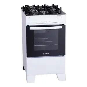 Fogão a Gás Atlas 4 Bocas Branco Mesa de Vidro e Acendimento Automático Bivolt Mônaco Top Glass