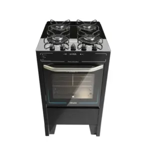 Fogão a Gás Braslar 4 Bocas Preto com Mesa de Vidro Bivolt Horus Top Control