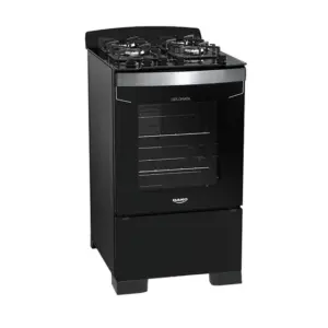 Fogão a Gás Dako 4 Bocas Preto com Acendimento Automático e Mesa de Vidro Bivolt Diplomata