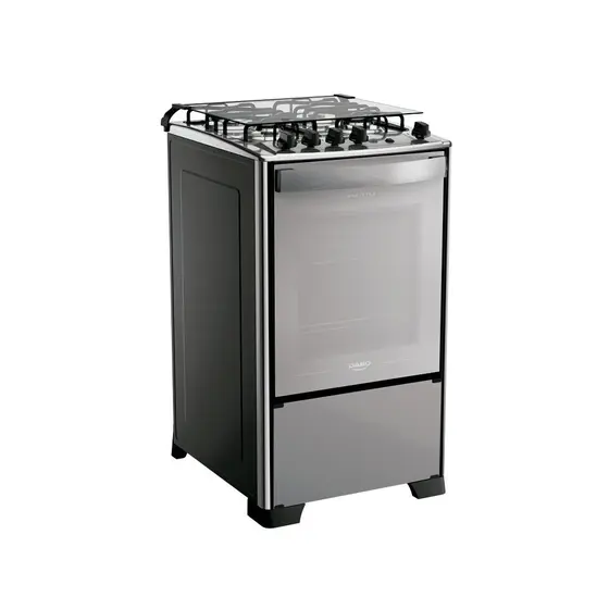 Fogão a Gás Dako 4 Bocas Inox Espelhado com Mesa de Inox e Forno 60L Bivolt Magister Style