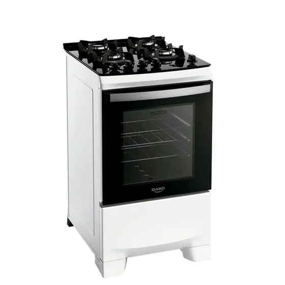Fogão a Gás Dako 4 Bocas Branco com Acendimento Automático Mesa de Vidro Bivolt Supreme Glass