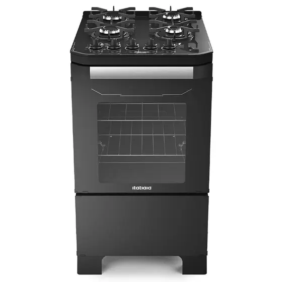 Fogão a Gás Itatiaia 4 Bocas Preto com Mesa de Vidro e Acendimento Automático Bivolt Itamaster