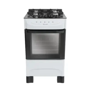 Fogão a Gás Mueller 4 Bocas Branco Mesa de Vidro e Acendimento Automático Bivolt MFV4BB Fogão a Gás Mueller 4 Bocas Branco Mesa de Vidro e Acendimento Automático Bivolt MFV4BB