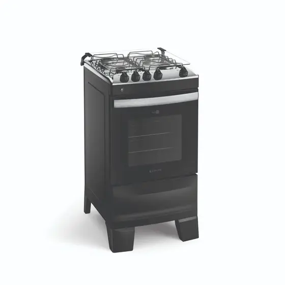Fogão de Piso a Gás Atlas 4 Bocas Preto Acendimento Automático Forno 50L Bivolt Agile