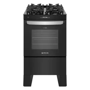 Fogão de Piso a Gás Atlas 4 Bocas Preto Automático Agile Up Glass