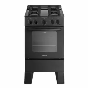 Fogão de Piso a Gás Atlas 4 Bocas Preto Automático Mesa de Vidro Milão Glass