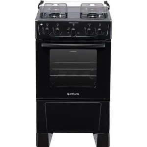 Fogão de Piso a Gás Atlas 4 Bocas Preto Mesa Inox Bivolt Mônaco Plus