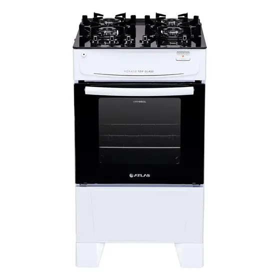 Fogão de Piso a Gás Atlas 4 Bocas Branco Acendimento Automático Mônaco Top Glass