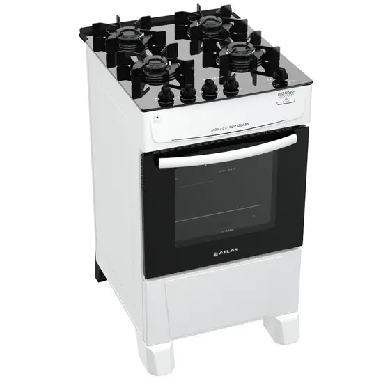 Fogão de Piso a Gás Atlas 4 Bocas Acendimento Automático Mônaco Top Glass