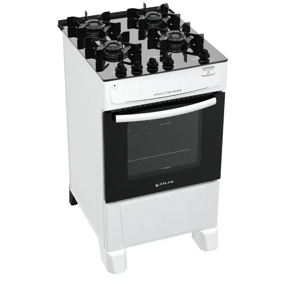 Fogão de Piso a Gás Atlas 4 Bocas Acendimento Automático Mônaco Top Glass