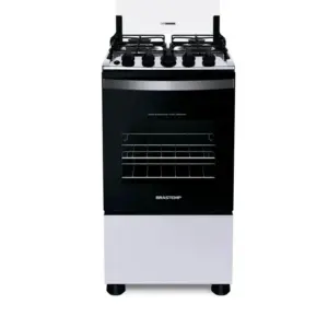Fogão de Piso a Gás Brastemp 4 Bocas Branco Duas Prateleiras com Alturas Ajustáveis Bivolt