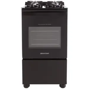 Fogão de Piso a Gás Brastemp 4 Bocas Preto Mesa de Vidro BFO4